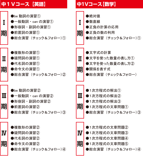 中１開成・国立・早慶・浦高・一女・大宮合格コース（V）夏期夏期カリキュラム