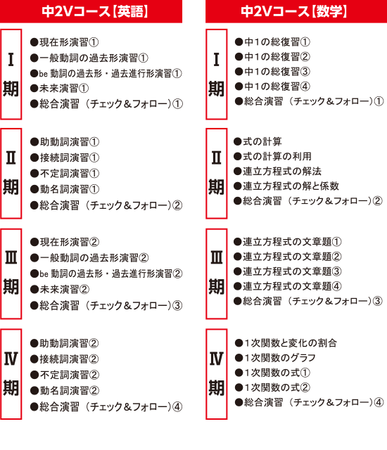 中２開成・国立・早慶・浦高・一女・大宮合格コース（V）夏期夏期カリキュラム