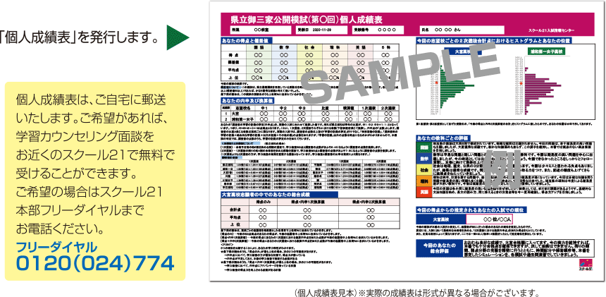 「個人成績表」を発行します。