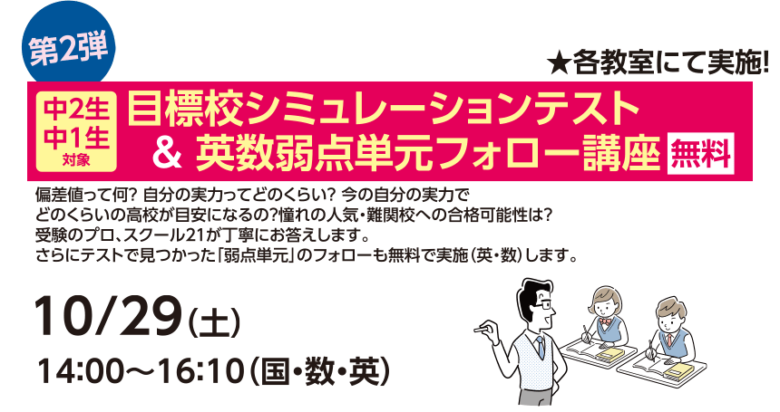 目標校シミュレーションテスト＆弱点単元フォロー講座