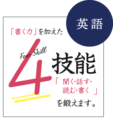 「書く力」を加えた4技能「聞く・話す・読む・書く」を鍛えます