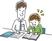 学習する講師と生徒のイラスト