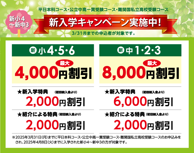 新入学キャンペーン