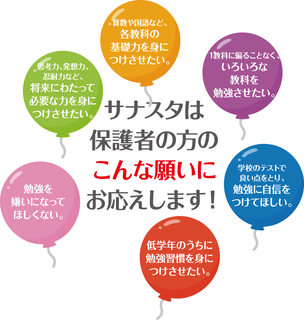 サナスタは保護者の方のこんな願いにお応えします！
