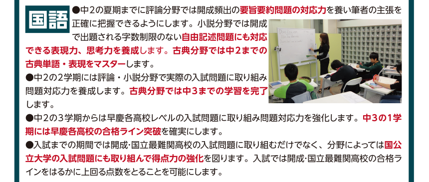 トップエデュ南越谷指導プログラムの概要国語