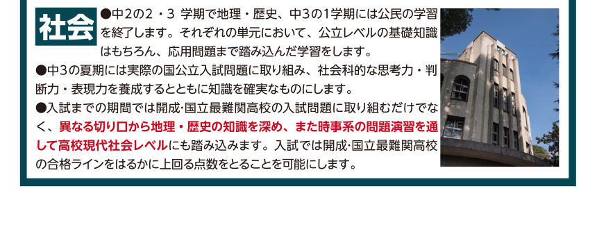 トップエデュ南越谷指導プログラムの概要社会